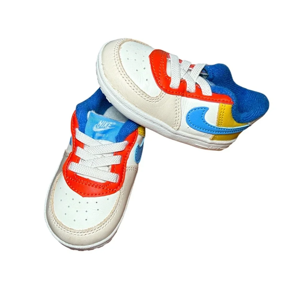 Nike Force 1 Crib Toddler Shoes Sail Game Royal MultiColor Infant 4C Sneaker